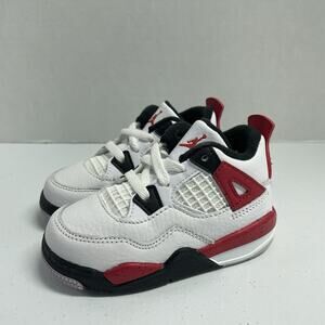 Air Jordan 4 Retro TD Red Cement BQ7670 161 Size 6 C Toddler Baby Shoes White